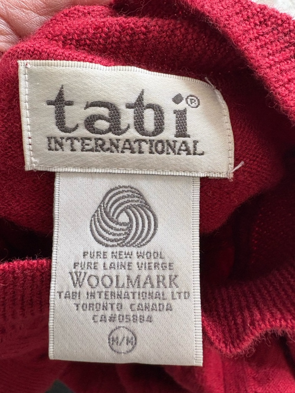 Tabi International Women's Red Cable Knit Mock Neck Sweater-Pure Wool - Picture 2 of 4